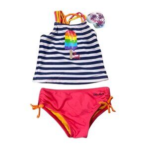 Skechers New Toddler Striped Popsicle Colorful Swim Suit Size 24 Months